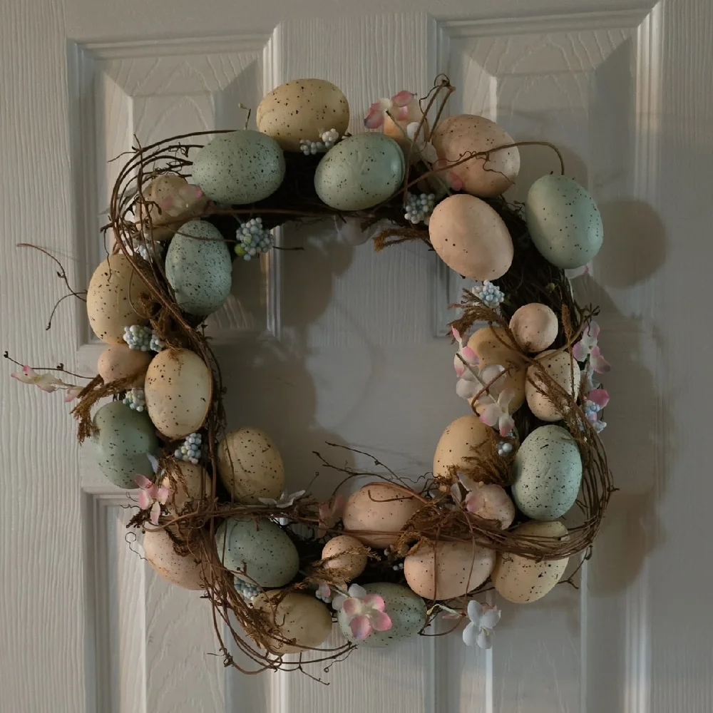 Easter Egg Wreath with Pastel Accents, **Blemish